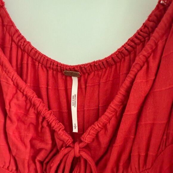 Free People Caribbean Red Maxi Dress – Size Small (Runs Large), Milkmaid Style - Picture 5 of 6